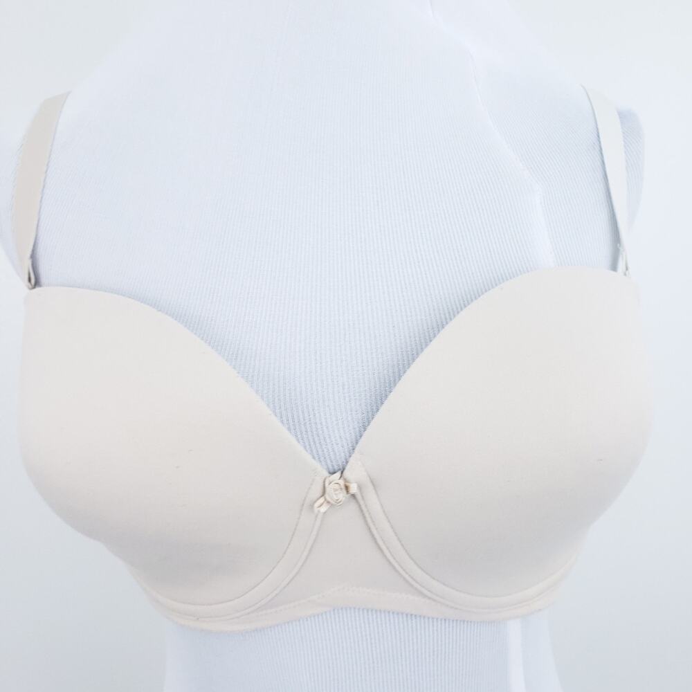 Victoria's Secret Bra 36D Strapless Beige Tan Grips Removable Straps